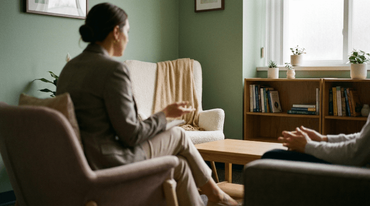 True Light Wellness psychiatrist talking with a patient about signs of depression during an appointment